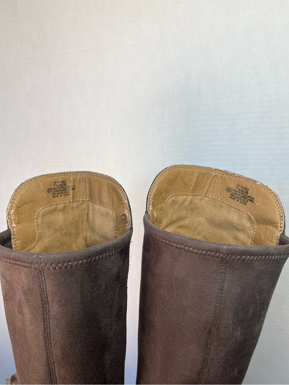 Lucky Brand Tilaree Knee High Boots 7.5 Suede Leather Taupe Equestrian Capsule - Picture 15 of 16